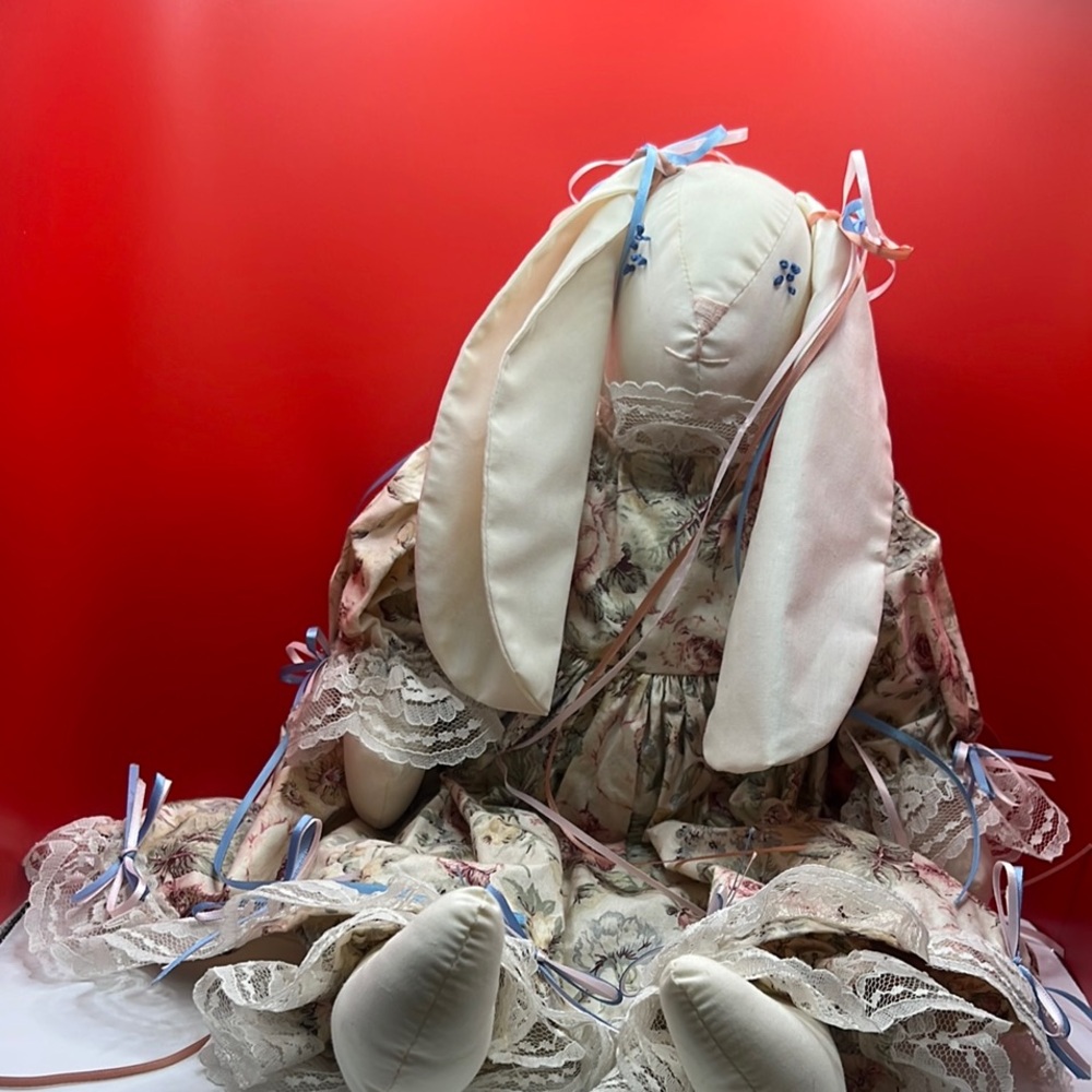 Handmade Bunny Doll in Dress and Pantaloons